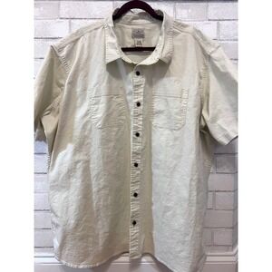 LL Bean Mens XXXL Short Sleeve Button Down Shirt Cream Traditional Fit 516107